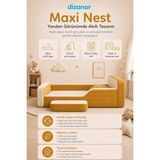 Dizanor Yeni Nesil Maxi Nest %100 Sünger ve Yıkanabilir Fermuarlı Kumaşa Sahip Bebek, Çocuk ve Genç Montessori Karyola Baza ve Başlık Yatağı Seti - 140 x 200 cm