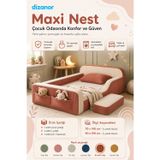 Dizanor Yeni Nesil Maxi Nest %100 Sünger ve Yıkanabilir Fermuarlı Kumaşa Sahip Bebek, Çocuk ve Genç Montessori Karyola Baza ve Başlık Yatağı Seti - 60 x 120 / Kiremit Fitilli