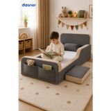 Dizanor Yeni Nesil Maxi Nest %100 Sünger ve Yıkanabilir Fermuarlı Kumaşa Sahip Bebek, Çocuk ve Genç Montessori Karyola Baza ve Başlık Yatağı Seti - 70 x 140 / Gri - Bej