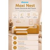 Dizanor Yeni Nesil Maxi Nest %100 Sünger ve Yıkanabilir Fermuarlı Kumaşa Sahip Bebek, Çocuk ve Genç Montessori Karyola Baza ve Başlık Yatağı Seti - 70 x 140 / Sarı Fitilli