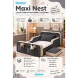 Dizanor Yeni Nesil Maxi Nest %100 Sünger ve Yıkanabilir Fermuarlı Kumaşa Sahip Bebek, Çocuk ve Genç Montessori Karyola Baza ve Başlık Yatağı Seti - 70 x 140 / Siyah