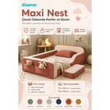 Dizanor Yeni Nesil Maxi Nest %100 Sünger ve Yıkanabilir Fermuarlı Kumaşa Sahip Bebek, Çocuk ve Genç Montessori Karyola Baza ve Başlık Yatağı Seti - 90 x 190 cm