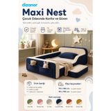 Dizanor Yeni Nesil Maxi Nest %100 Sünger ve Yıkanabilir Fermuarlı Kumaşa Sahip Bebek, Çocuk ve Genç Montessori Karyola Baza ve Başlık Yatağı Seti - 90 x 190 / Lacivert Fitilli