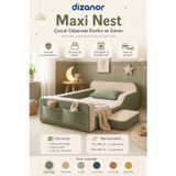 Dizanor Yeni Nesil Maxi Nest %100 Sünger ve Yıkanabilir Fermuarlı Kumaşa Sahip Bebek, Çocuk ve Genç Montessori Karyola Baza ve Başlık Yatağı Seti - 90 x 190 / Yeşil Fitilli