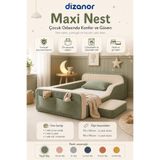 Dizanor Yeni Nesil Maxi Nest %100 Sünger ve Yıkanabilir Fermuarlı Kumaşa Sahip Bebek, Çocuk ve Genç Montessori Karyola Baza ve Başlık Yatağı Seti