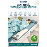 Dizanor Yeni Nesil Yatak Güvenlik Bariyeri 140 cm Yumuşak Sünger Çocuk Yatak Tamponu, Fermuarlı Yıkanabilir Kılıflı