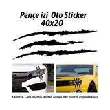 Dizayn Hediye Monster Canavar Pençe İzi Uzun Siyah Sticker - Araba Etiket, Çıkartma - Aksesuar -Modifiye -Arma