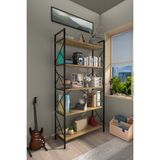 Dizayn Motion 5 Raflı Modern Kitaplık 180 cm Geniş Depolama Atlantik Çam Renk ve Suntalam Malzeme
