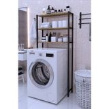 Dizayn Motion Banyo Rafı Dekoratif Banyo Dolabı Çamaşır Makinesi Üstü Rafı Ceviz