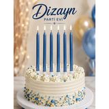 Dizayn Parti Evi 15 cm Pasta Mumu 6’lı Doğum Günü Pastası Uzun Mum Renk Seçenekli - Lacivert