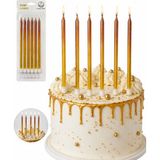 Dizayn Parti Evi 6 Adet Kırmızı Gold Simli Uzun Pasta Mumu Doğum Günü Pastası Mum Seti
