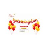 Dizayn Parti Evi Aslan Temalı İyi Ki Doğdun Duvar Süsleme Seti – 20'li Kırmızı Sarı Balonlu Doğum Günü Parti Dekorasyonu