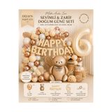 Dizayn Parti Evi Ayıcıklı Doğum Günü Süsleme Seti 1-9 Yaş Krem Happy Birthday Folyo Yazı ve Rakam Folyo Balonlu Parti Konsepti 1 2 3 4 5 6 7 8 9 Yaş