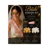 Dizayn Parti Evi Bride To Be Bekarlığa Veda Seti Gold Taç Gözlük Kuşak ve 20 Balonlu Bride Parti Seti