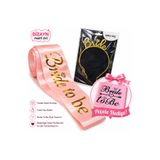Dizayn Parti Evi Bride To Be Bekarlığa Veda Seti Pembe Kuşak Gold Taç ve Peçete Hediyeli Gelin Parti Seti