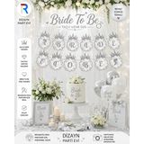 Dizayn Parti Evi Bride To Be Taçlı Uzun Banner Gümüş Bekarlığa Veda Nişan Arka Fon Süs