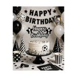 Dizayn Parti Evi DZYN Happy Birthday BJK Pasta Üstü Süs Futbol Temalı Beşiktaş Siyah Beyaz Cake Topper Doğum Günü Parti Aksesuarı