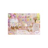 Dizayn Parti Evi Kelebek Temalı Doğum Günü Parti Seti İyi Ki Doğdun Banner Süsleme Seti Pastel Renk 3D Gözlük Tavan Sarkıt Pasta Figürü Mısır Kutusu