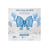 Dizayn Parti Evi Mavi Fiyonk Folyo Balon Seti 11 Parça – 1 Adet Mavi Fiyonk Folyo Balon + 5 Mavi 5 Beyaz Lateks Balon, Doğum Günü Parti Süsü