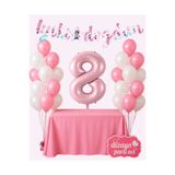 Dizayn Parti Evi Minnie Mouse 1-9 Yaş Doğum Günü Parti Süsleme Seti Pembe Beyaz Balonlu Masa Dekorlu Konsept