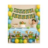 Dizayn Parti Evi Safari Temalı Doğum Günü Parti Seti İyiki Doğdun Banner Masa Örtüsü ve 30 Adet Balonlu Parti Süsleme Seti