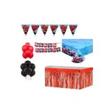 Dizayn Parti Evi Spiderman Örümcek Adam DoğumGünü Seti Masa Örtüsü Masa Etegi Flama Banner ve Balon