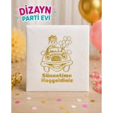 Dizayn Parti Evi Sünnetimize Hoş Geldiniz Varak Baskılı Parti Peçetesi 16 Adet Gold Gümüş Sünnet Peçetesi