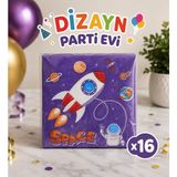 Dizayn Parti Evi Uzay Temalı Parti Peçetesi 16 Adet Space Konsept Doğum Günü Peçetesi Mor Renk
