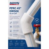 Dizayn Pprc 45 Derece Dirsek 40 mm 20 Adet PN25 Temiz Su Tesisat Boru Ek Parçası