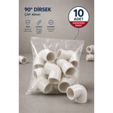 Dizayn Pprc 90 Derece Dirsek 40 mm 10 Adet PN25 Temiz Su Tesisat Boru Ek Parçası