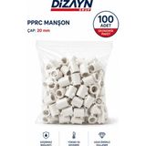 Dizayn Pprc Manşon 20 mm 100 Adet PN25 Temiz Su Tesisat Ek Parçası