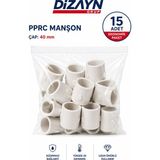 Dizayn Pprc Manşon 40 mm 15 Adet PN25 Temiz Su Tesisat Ek Parçası