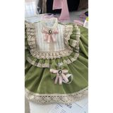 Dizaynbyasena Yeşil vintage kız bebek elbısesı