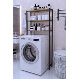 DizaynMotion Çamaşır Makinesi Üstü Düzenleyici Raf Banyo Dolabı Rafı Makina Üstü Dolap Raf Ceviz
