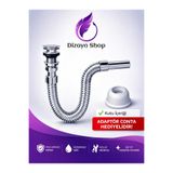 DİZAYNSHOP Krom Basmalı Lavabo Sifonu, Su Tasarruflu, Modern Banyo ve Mutfak Sifonu 20 S