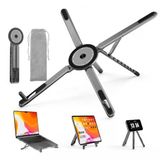 Dizüstü Bilgisayar Macbook Stand Magsafe İle Uyumlu Telefon Standı Manyetik Tripot 4İn1 Portatif Kılıflı Alüminyum Portatif Bilgisayar Telefo