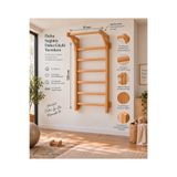 DizyWood Doğal Ahşap İsveç Merdiveni Barfiksli Duvar Tipi Jimnastik ve Egzersiz Aleti 120x70 cm