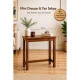 DizyWood Mini Dresuar & Yan Sehpa 60x24x60 Koltuk Arkası Dresuar 120 cm | Dar Alan Konsol Sehpa | Masif Ahşap