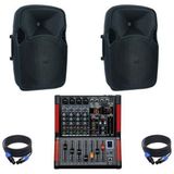 Dj Pro Hazır 1200 Watt Pasif Ses Sistemi Paket-4 - Siyah