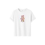 DK DAKSEL Çiçek Desenli Ayıcık Baskılı Tişört, Zeytin Yeşili,%100 Pamuk, Rahat Kesim, Unisex, Kısa Kollu (Beyaz, XL)