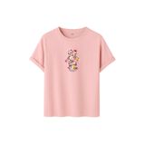 DK DAKSEL Çiçek Desenli Ayıcık Baskılı Tişört, Zeytin Yeşili,%100 Pamuk, Rahat Kesim, Unisex, Kısa Kollu (Pudra, S)
