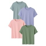DK DAKSEL Erkek 4’lü Basic Tişört Paketi Mint Mavi Pudra Çağla Renk Rahat Kesim Pamuklu T-Shirt