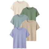 DK DAKSEL Erkek 5’li Basic Tişört Paketi Bej Çağla Mint Taş Mavi Renk Rahat Kesim Pamuklu T-Shirt