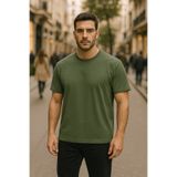 DK DAKSEL Haki Renk Regular Fit Pamuklu Erkek Tişört