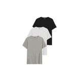 DK DAKSEL Relaxed Fit%100 Pamuklu Basic Erkek T-shirt 3 Lü Paket DKS-3000 (Siyah-Beyaz-Gri/M)
