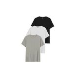 DK DAKSEL Relaxed Fit%100 Pamuklu Basic Erkek T-shirt 3 Lü Paket DKS-3000 (Siyah-Beyaz-Gri/S)