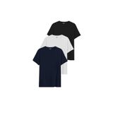 DK DAKSEL Relaxed Fit%100 Pamuklu Basic Erkek T-shirt 3 Lü Paket DKS-3000 (Siyah-Beyaz-Lacivert/S)