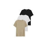 DK DAKSEL Relaxed Fit%100 Pamuklu Basic Erkek T-shirt 3 Lü Paket DKS-3000 (Siyah-Beyaz-Taş/M)