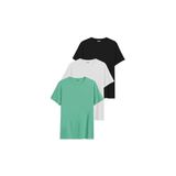 DK DAKSEL Relaxed Fit%100 Pamuklu Basic Kadın T-shirt 3 Lü Paket DKS-3500 (Siyah-Beyaz-Çağla/M)