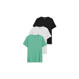 DK DAKSEL Relaxed Fit%100 Pamuklu Basic Kadın T-shirt 3 Lü Paket DKS-3500 (Siyah-Beyaz-Çağla/S)